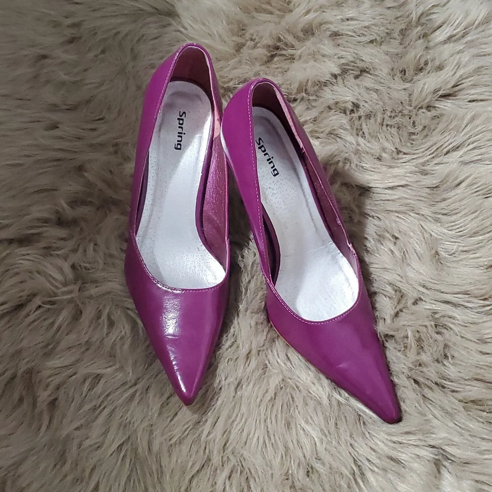 SPRING Light Purple Leather-Like Patent Heels- Size Euro 38 - Picture 10 of 16